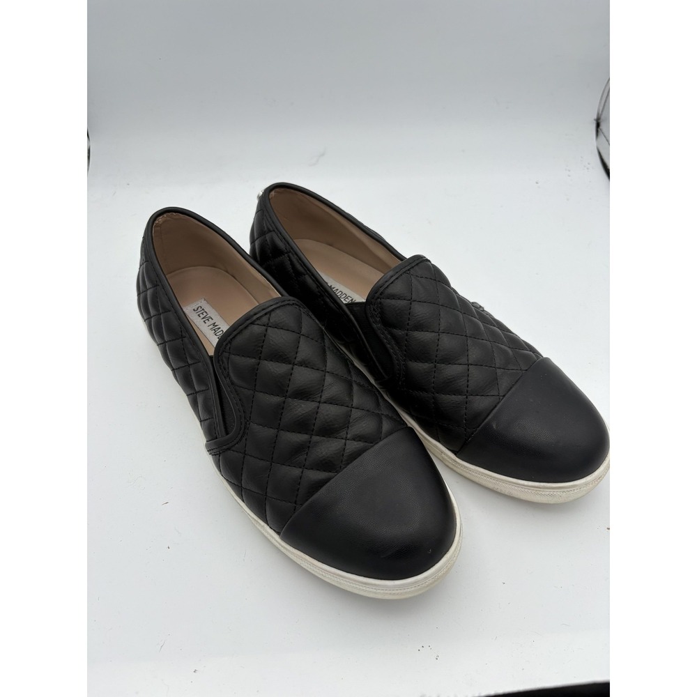 Steve Madden Shoes Womens Size 10 Black Zaander Quilted Slip On Flats Casual